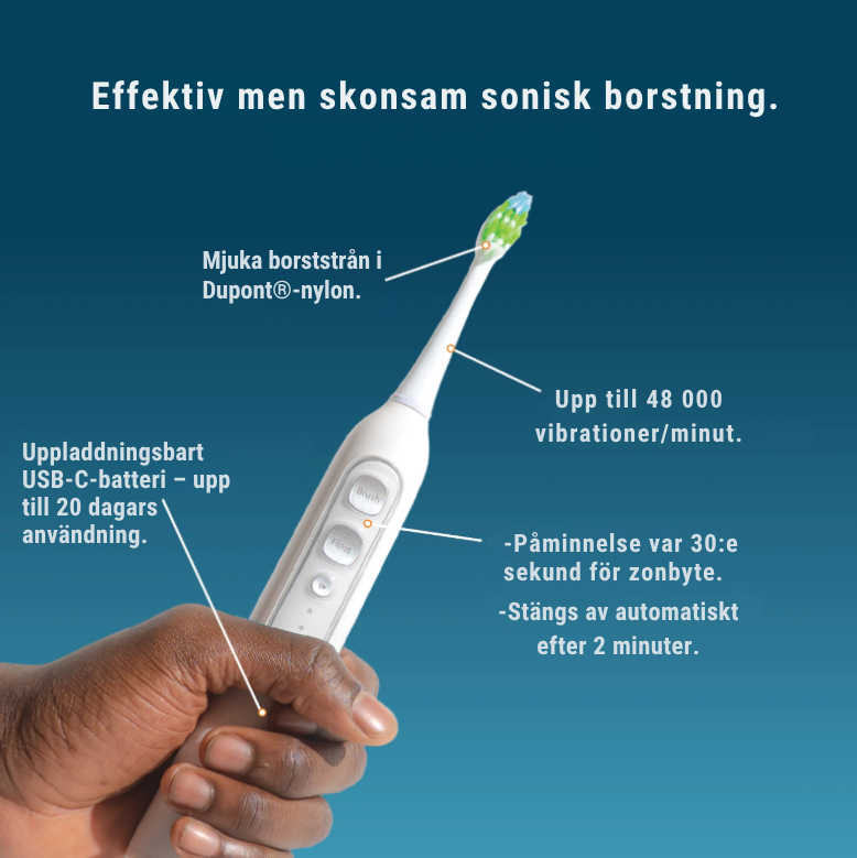 Oradent HydroSonic™ – 3-i-1 Elektrisk Tandborste